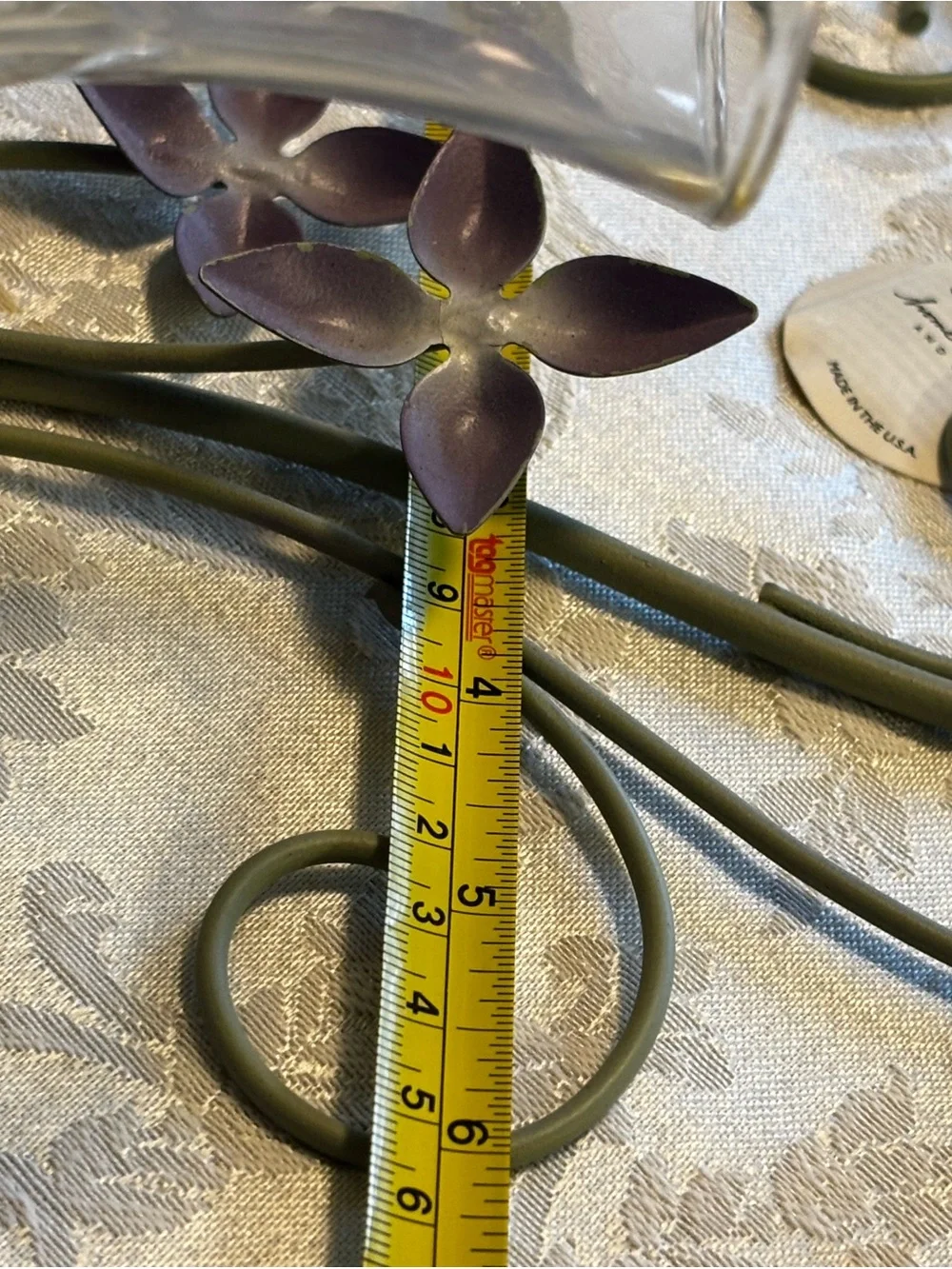 NEW. Home Interiors Green and Purple Floral Metal Wall Candle Sconces - Pair